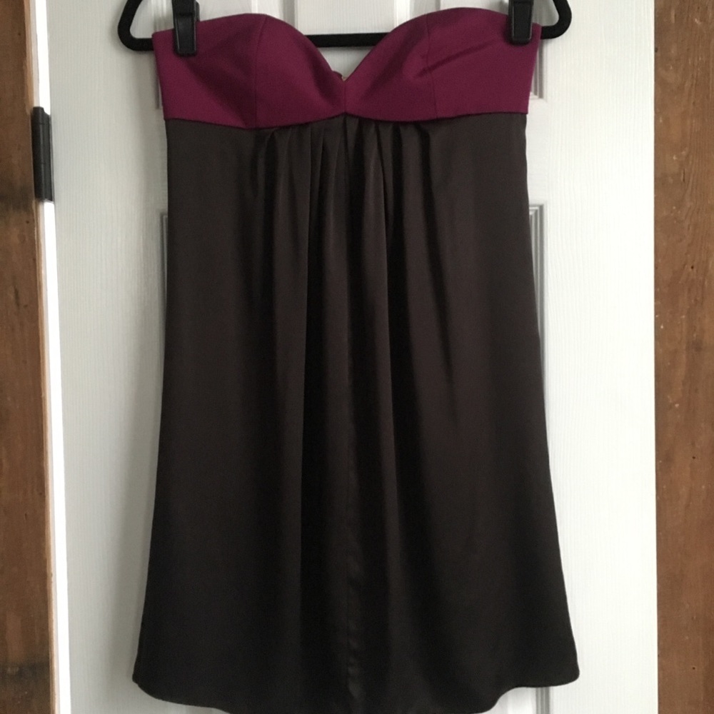 JAYGODFREY fuchsia and brown strapless silk dress